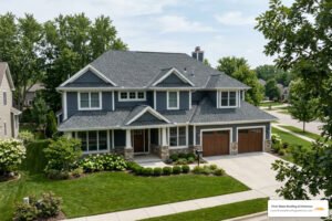 asphalt shingles on a modern home - asphalt shingles